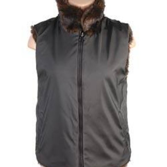FAUX VEGAN MINK FUR REVERSIBLE VEST Sz M - Picture 7 of 10